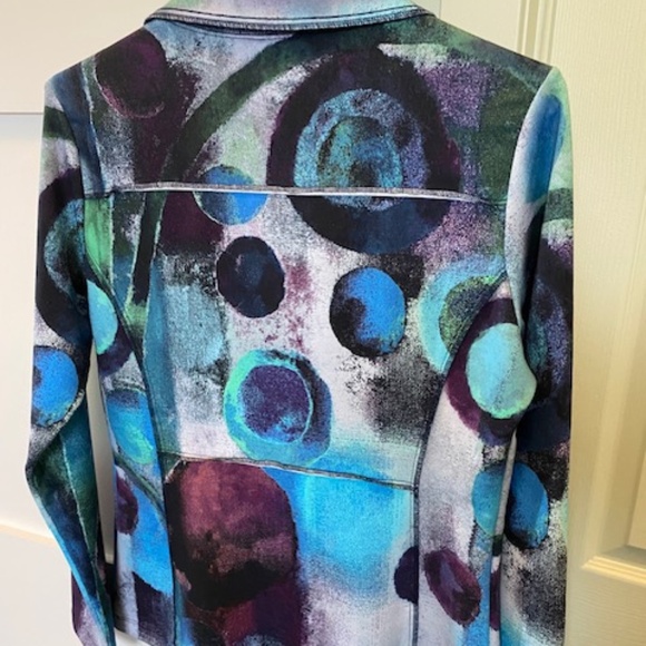 Simply Art by Dolcezza sz S blazer jacket mid-length multicolour blues - Picture 5 of 16